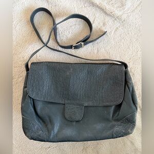 Vintage Valentino Orlandi Navy Leather Shoulder Bag